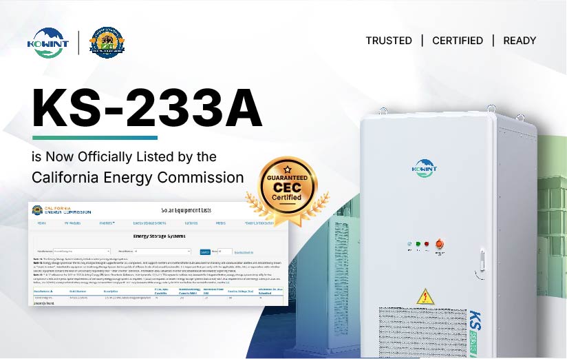 KOWINT KS-233A BESS Officially Listed on California CEC Energy Storage System List