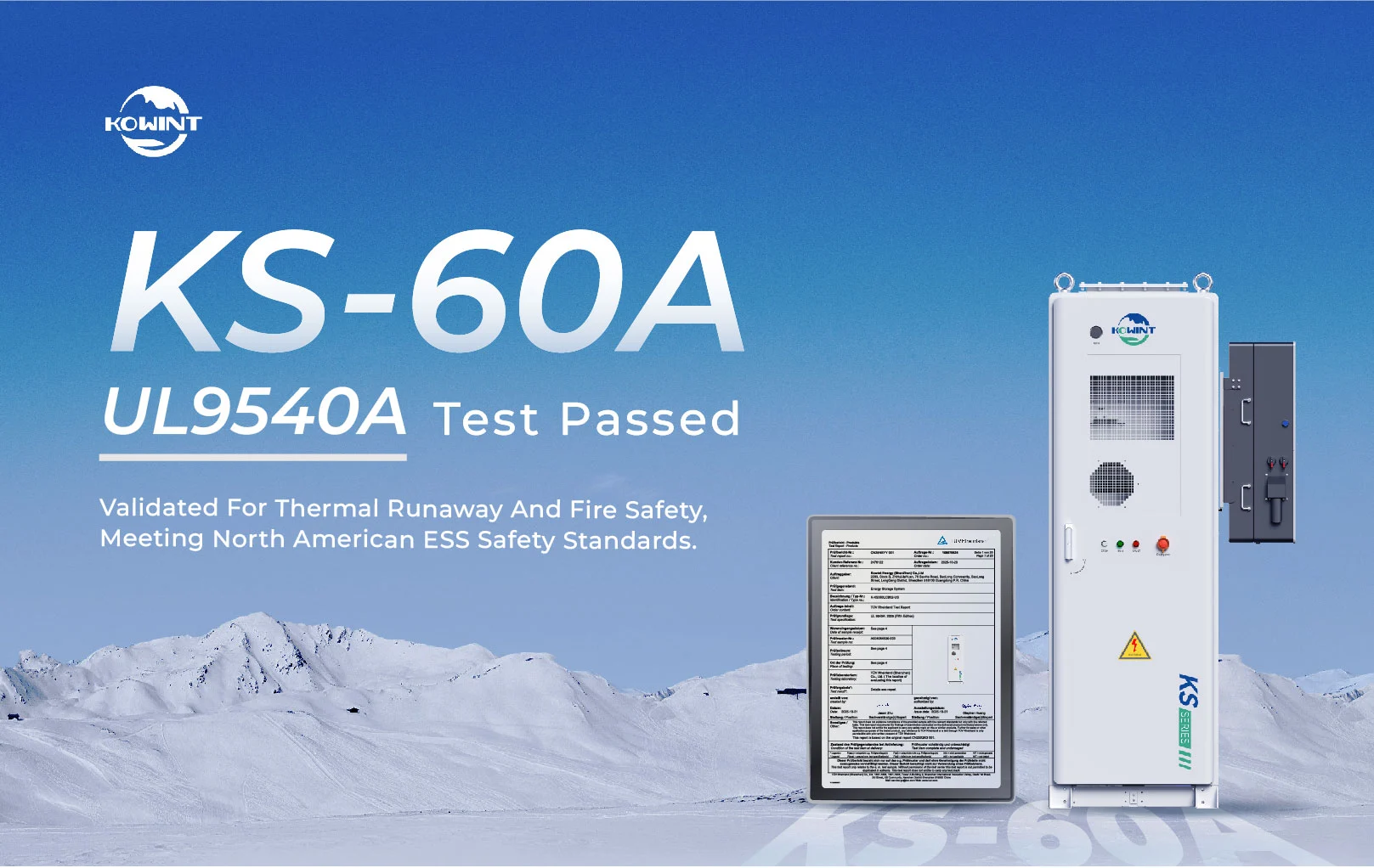Kowint KS-60A Passes UL 9540A Testing: A Milestone for All-in-One C&I Safety